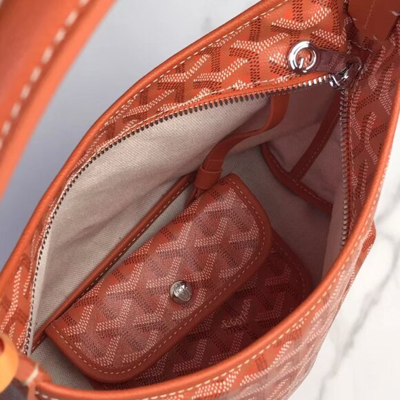 Goyard Orange Classic Pattern Mini Hobo Bag with Pocket - Picture 7 of 9
